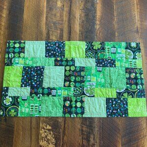 St. Patricks Day Quilted SMALL Table Runner Table Centerpiece  28.25"x15.75" lap